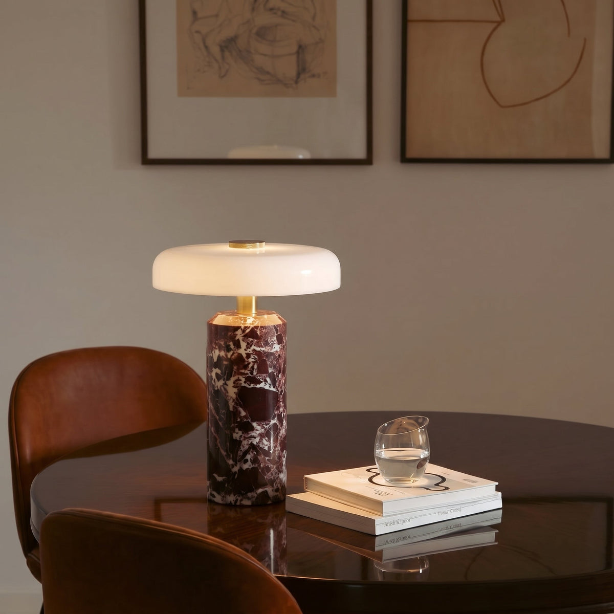 Lampada da Tavolo in Vetro e Marmo Wireless